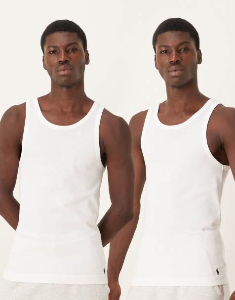 Polo Ralph Lauren 2 pack icon logo lounge vest in white - view 1