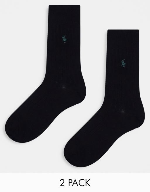 Polo Ralph Lauren – 2er-Pack Socken aus ägyptischer Baumwolle in Schwarz