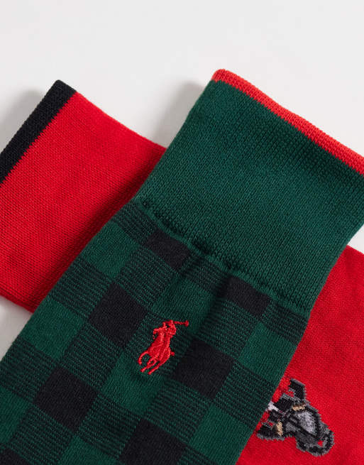 Polo Ralph Lauren 2er-Pack Socken in Rot und Grün, 3 von 3