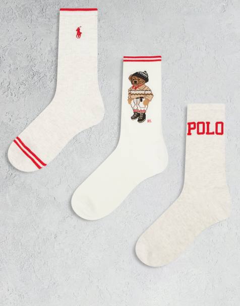 Polo Ralph Lauren 3-pack bear logo sock in multi - view 1