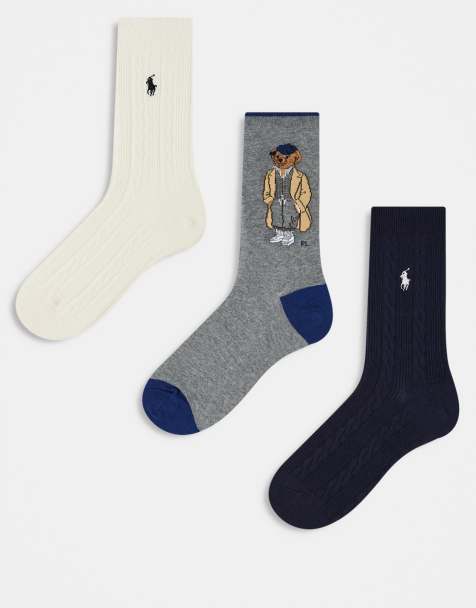 Polo Ralph Lauren 3-pack bear logo sock in multi - view 1