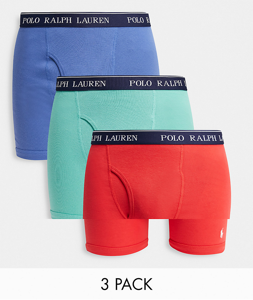 Polo Ralph Lauren 3 pack boxer briefs in pastel red/navy/gray with pony logo-Multi