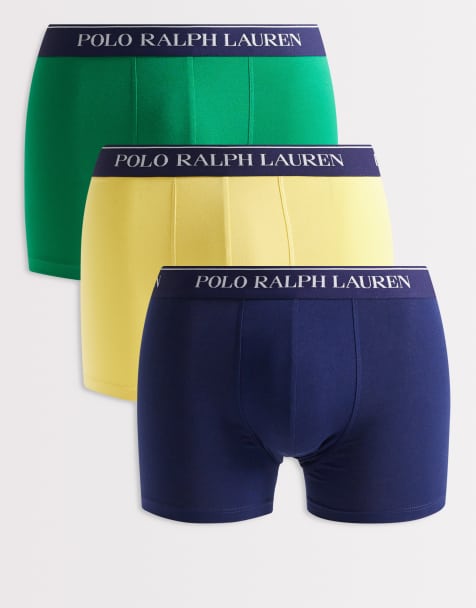 Polo Ralph Lauren 3 pack boxer briefs in yellow green and navy - view 1