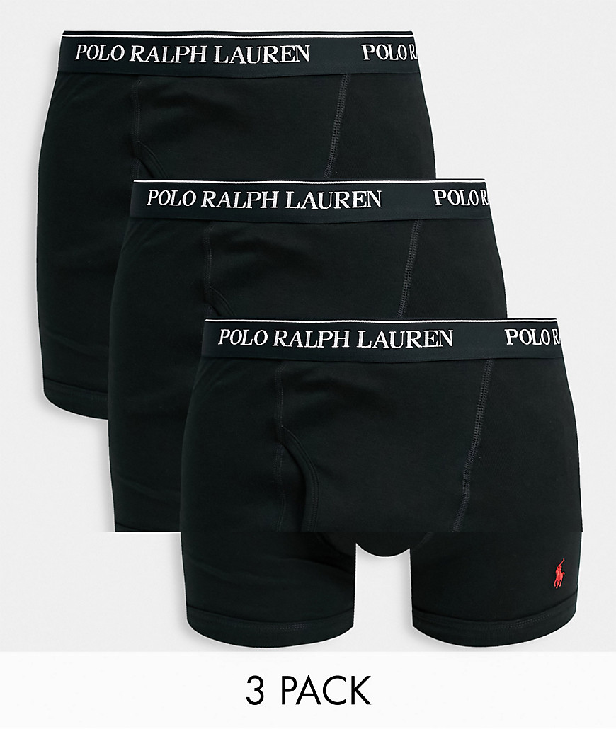 Polo Ralph Lauren 3 pack boxers in black with contrasting logo waistband-Multi