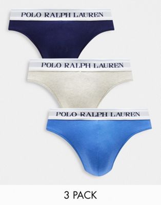 Polo Ralph Lauren 3 pack briefs in black, red, grey with logo waistband
