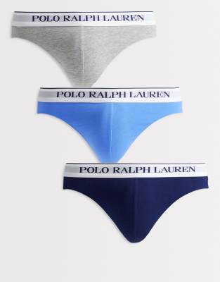Polo Ralph Lauren Men's Multi 3 Pack Briefs In Blue Navy And Grey