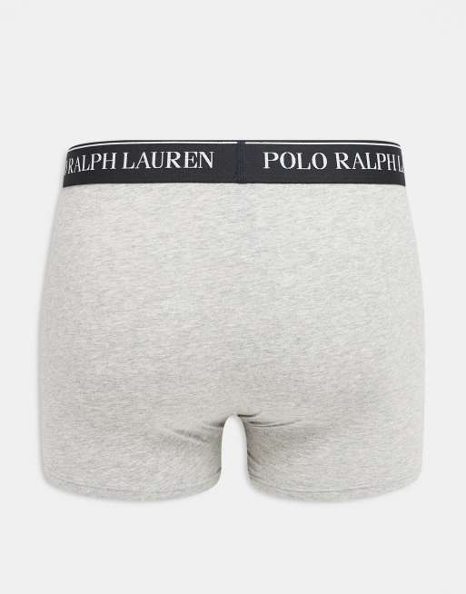 Polo Ralph Lauren 3 pack contrast logo waistband classic trunks in grey marl, 2 of 3