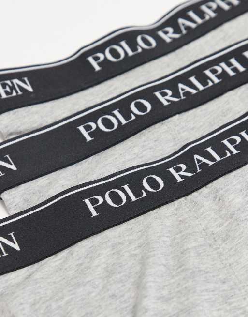 Polo Ralph Lauren 3 pack contrast logo waistband classic trunks in grey marl, 3 of 3