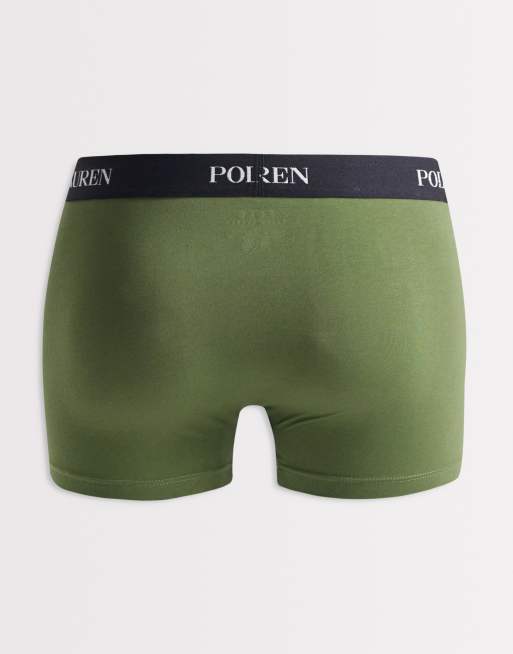 Polo Ralph Lauren 3 pack cotton trunks in black khaki and olive green, 2 of 3