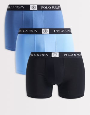 Polo Ralph Lauren 3 pack cotton trunks in blue and black