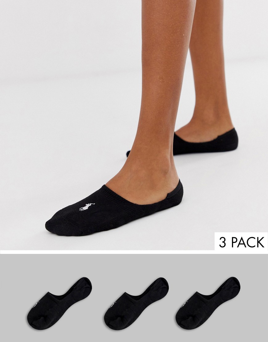 Polo Ralph Lauren 3 pack cushion sole trainer socks-Black