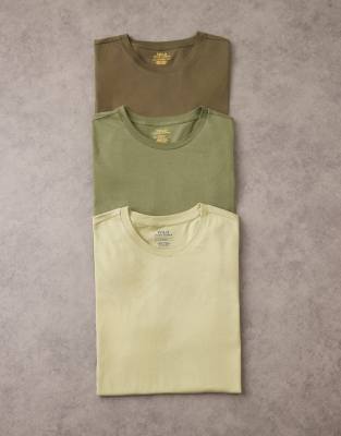Polo Ralph Lauren 3 pack icon logo lounge t-shirt in greens