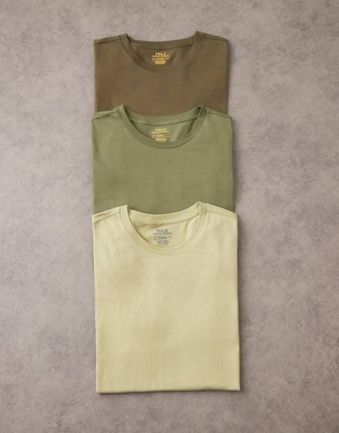 Polo Ralph Lauren 3 pack icon logo lounge t-shirt in greens - view 1
