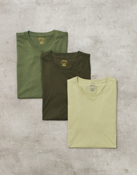 Polo Ralph Lauren 3 pack icon logo lounge t-shirt in greens - view 1