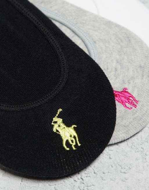 Polo Ralph Lauren 3 pack invisible socks in black white grey with logo, 4 of 4