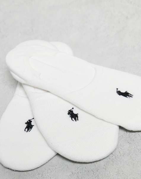 Polo Ralph Lauren 3 pack invisible socks in white with logo - view 1