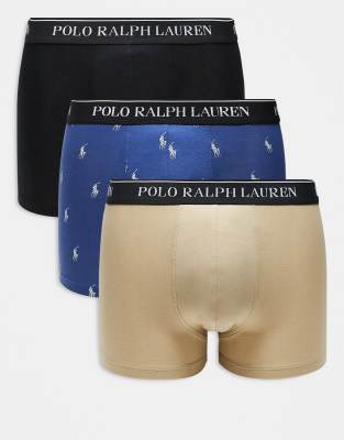 Polo Ralph Lauren 3 pack logo waistband classic trunks in multi