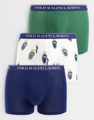 Polo Ralph Lauren 3 pack logo waistband trunks in black, red and blue