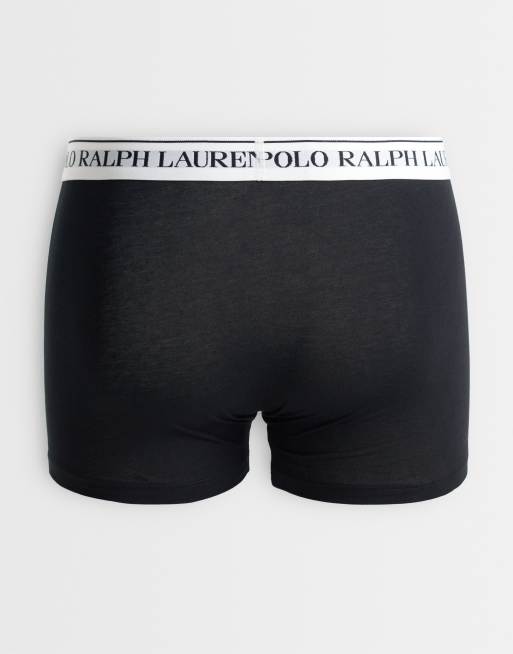 Polo Ralph Lauren 3 pack logo waistband trunks in black, white and light blue, 2 of 3