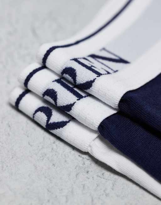 Polo Ralph Lauren 3 pack logo waistband trunks in navy and white, 2 of 3