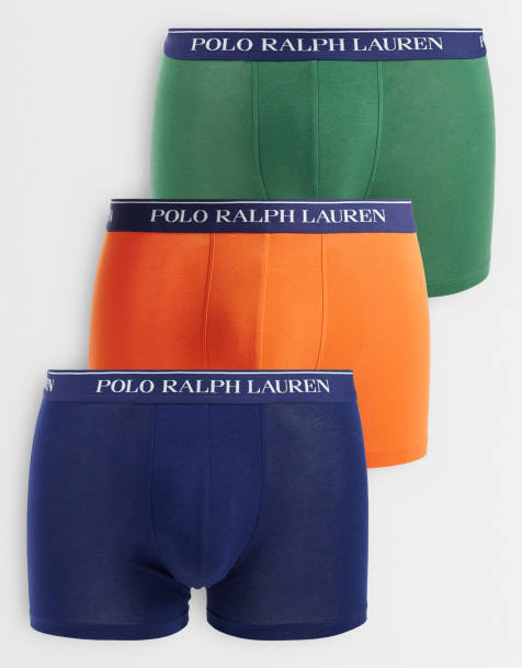 Polo Ralph Lauren 3 pack logo waistband trunks in navy, grey and brown - view 1