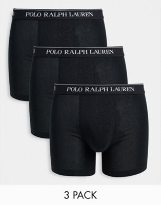 Polo Ralph Lauren 3 pack longer length trunks in black - ASOS Price Checker