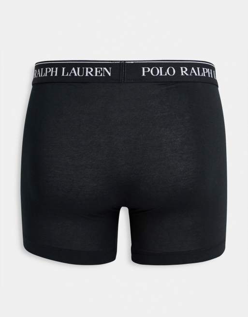 Polo Ralph Lauren 3 pack longer length trunks in black | ASOS