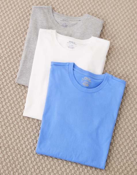 Polo Ralph Lauren 3 pack lounge t-shirts in white blue and grey - view 1