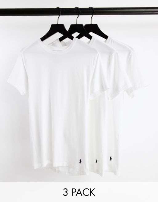 Polo Ralph Lauren 3 pack lounge t shirts in white with bottom logo