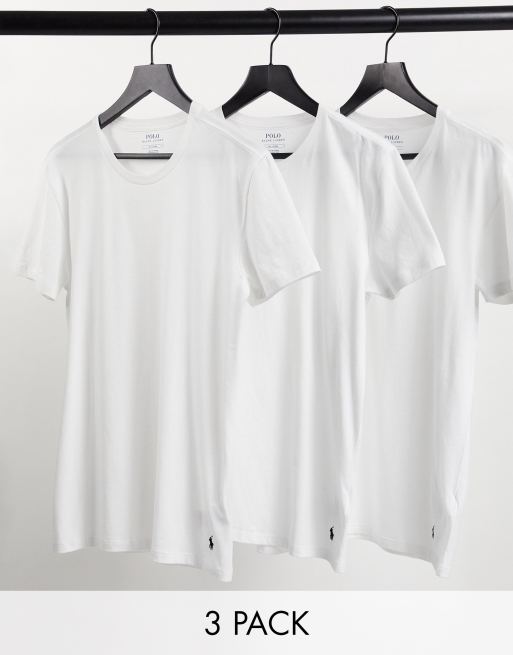 Polo Ralph Lauren 3-pack lounge T-shirts in white with logo | ASOS