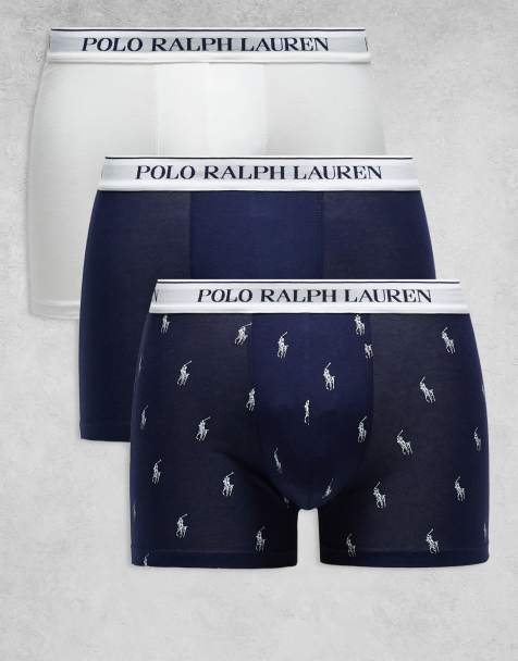 Polo Ralph Lauren 3-pack majtki kąpielowe z logo na pasie w granatowo-białym kolorze - view 1