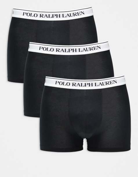 Polo Ralph Lauren 3 pack of contrast logo waistband classic trunks in black/white - view 1