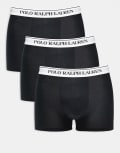 [Polo Ralph Lauren] Polo Ralph Lauren 3 pack of contrast logo waistband classic trunks in black/white-Multi M Black/ white