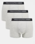 [Polo Ralph Lauren] Polo Ralph Lauren 3 pack of contrast logo waistband classic trunks in grey marl M grey marle