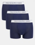 [Polo Ralph Lauren] Polo Ralph Lauren 3 pack of contrast logo waistband classic trunks in navy/white-Multi S Navy/white