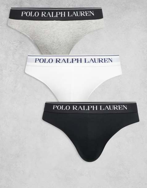 Polo Ralph Lauren 3 pack of logo waistband low-rise briefs in white/black/grey marl - view 1