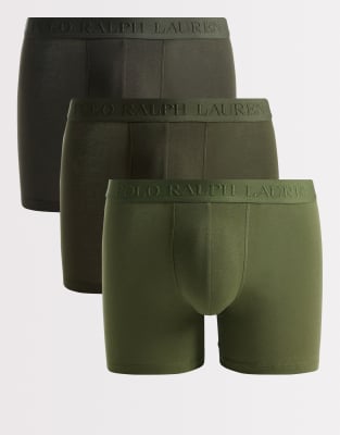Polo Ralph Lauren Men's Green 3 Pack Of Stretch Cotton Tonal Boxer Briefs In Multi Olive
