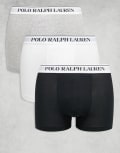 [Polo Ralph Lauren] Polo Ralph Lauren 3 pack of white logo waistband classic trunks in black/white/grey marl-Multi L White/black/grey
