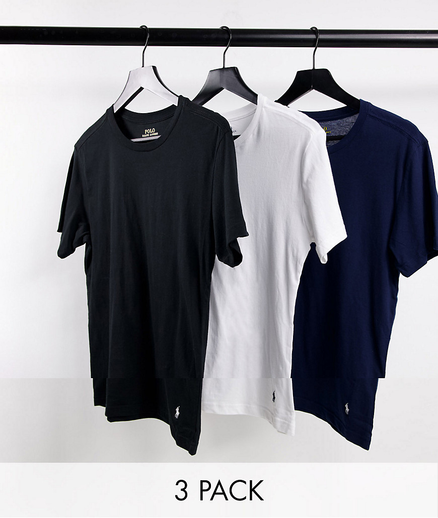 Polo Ralph Lauren 3 pack slim fit T-shirt with pony logo in navy/white/black