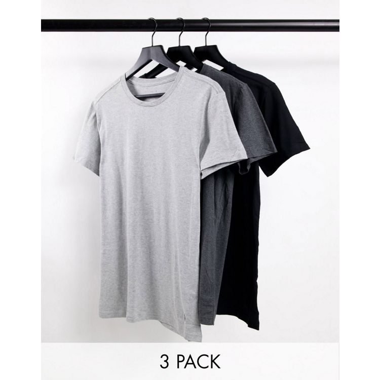 Polo Ralph Lauren 3-pack slim fit T-shirts with pony logo in  gray/charcoal/black | ASOS