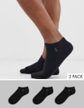 [Polo Ralph Lauren] Polo Ralph Lauren 3 pack sneaker socks in black No Size Multi