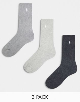 Polo Ralph Lauren 3 pack socks in grey with logo