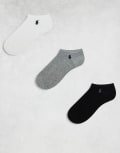 [Polo Ralph Lauren] Polo Ralph Lauren 3 pack socks in multi One Size Black/grey/white