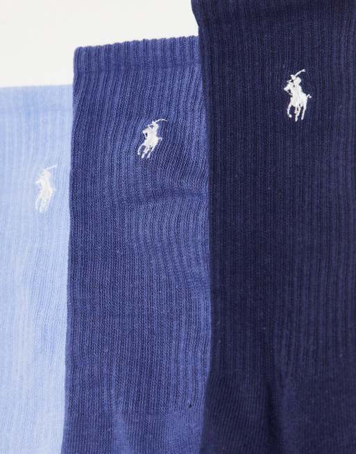 Polo Ralph Lauren 3 pack socks in navy, blue with logo, 4 of 4