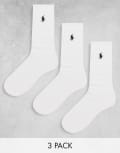 [Polo Ralph Lauren] Polo Ralph Lauren 3 pack socks in white One Size White