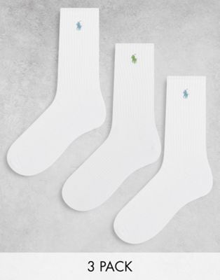 Polo Ralph Lauren 3 pack sport socks in white with green pony logo