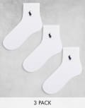 [Polo Ralph Lauren] Polo Ralph Lauren 3 pack sport socks in white No Size White