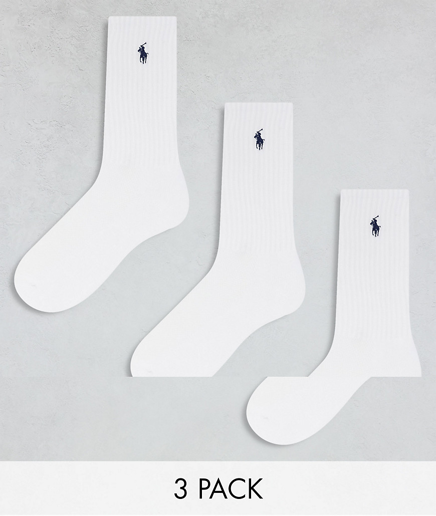 Polo Ralph Lauren 3 pack sport socks with pony logo in white