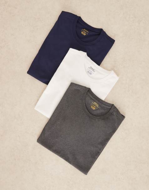 Polo Ralph Lauren 3 pack t-shirt in grey, white and navy - view 1