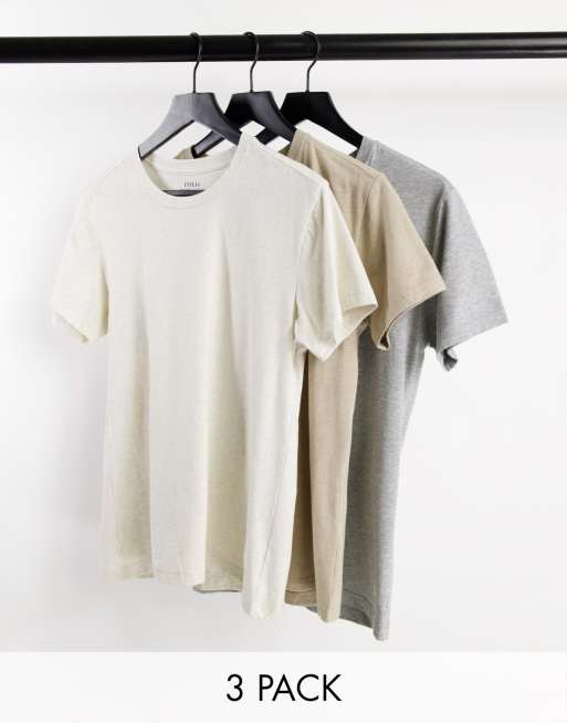 Polo Ralph Lauren 3 pack t shirts in cream gray with bottom logo